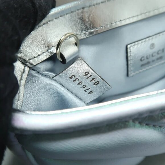 GUCCI GG Marmont Blue Leather Shoulder Bag 1293-022425 - Picture 9 of 11